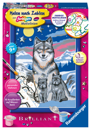 CreArt, Malen nach Zahlen Kinder - Süße Wolfsfamilie