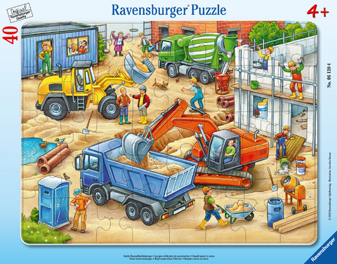 Ravensburger Kinderpuzzle - 06120 Gro&szlig;e Baustellenfahrzeuge - Rahmenpuzzle f&uuml;r Kinder ab 4 Jahren, mit 40 Teilen