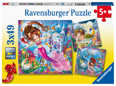 Ravensburger Kinderpuzzle - 08063 Bezaubernde Meerjungfrauen - Puzzle f&uuml;r Kinder ab 5 Jahren, mit 3x49 Teilen