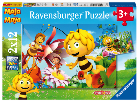 Ravensburger Kinderpuzzle - 07594 Biene Maja auf der Blumenwiese - Puzzle f&uuml;r Kinder ab 3 Jahren, Biene Maja Puzzle mit 2x12 Teilen