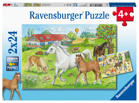 Ravensburger Kinderpuzzle - 07833 Auf dem Pferdehof - Puzzle f&uuml;r Kinder ab 4 Jahren, mit 2x24 Teilen