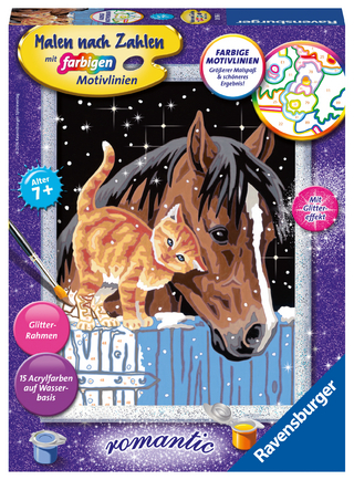 CreArt, Malen nach Zahlen Kinder - Fohlen mit Kätzchen