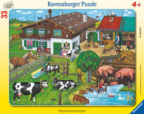 Ravensburger Kinderpuzzle - 06618 Tierfamilien - Rahmenpuzzle f&uuml;r Kinder ab 4 Jahren, mit 33 Teilen
