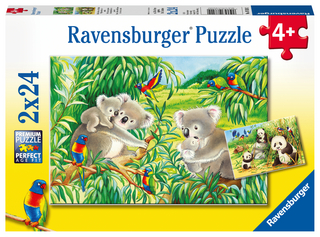 Ravensburger Kinderpuzzle - 07820 Süße Koalas und Pandas - Puzzle für Kinder ab 4 Jahren, mit 2x24 Teilen