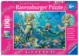 Ravensburger Kinderpuzzle - 12872 Unterwassersch&ouml;nheiten - Meerjungfrau-Puzzle f&uuml;r Kinder ab 6 Jahren, mit 100 Teilen im XXL-Format, mit Glitter