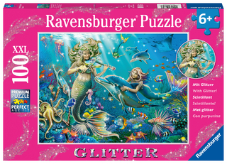 Ravensburger Kinderpuzzle - 12872 Unterwasserschönheiten - Meerjungfrau-Puzzle für Kinder ab 6 Jahren, mit 100 Teilen im XXL-Format, mit Glitter