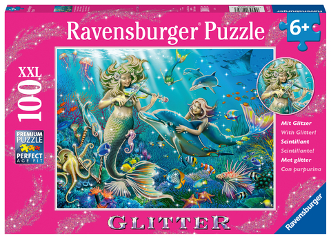 Ravensburger Kinderpuzzle - 12872 Unterwassersch&ouml;nheiten - Meerjungfrau-Puzzle f&uuml;r Kinder ab 6 Jahren, mit 100 Teilen im XXL-Format, mit Glitter