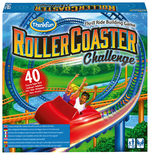 ThinkFun - 76343 - Roller Coaster Challenge - baue eine funktionierende Achterbahn mit diesem gro&szlig;artigen Logikspiel, bei dem es hoch hinausgeht