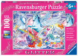 Ravensburger Kinderpuzzle - 13928 Die sch&ouml;nsten Einh&ouml;rner - Einhorn-Puzzle f&uuml;r Kinder ab 6 Jahren, mit 100 Teilen im XXL-Format, mit Glitzer