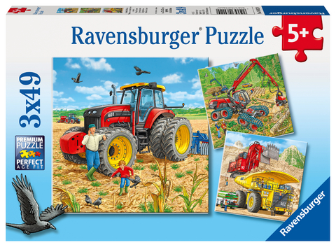 Ravensburger Kinderpuzzle - 08012 Gro&szlig;e Maschinen - Puzzle f&uuml;r Kinder ab 5 Jahren, Puzzle mit 3x49 Teilen