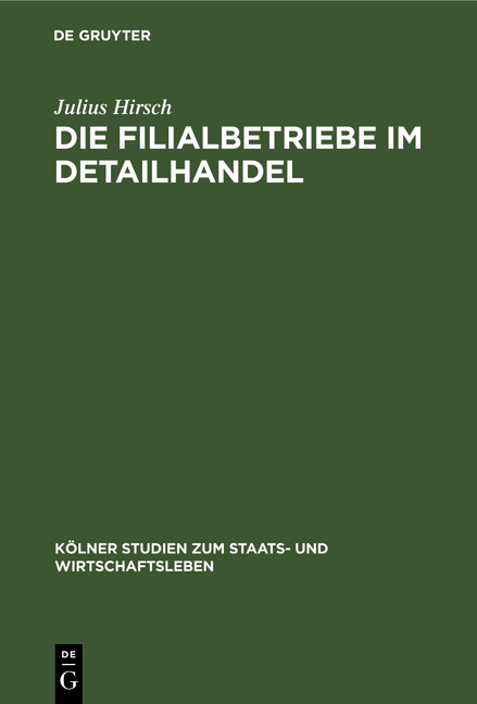 Die Filialbetriebe im Detailhandel - Julius Hirsch