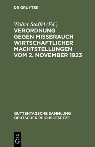 Verordnung gegen Mißbrauch wirtschaftlicher Machtstellungen vom 2. November 1923