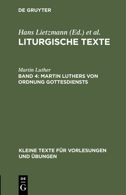 Martin Luthers Von Ordnung Gottesdiensts - Martin Luther