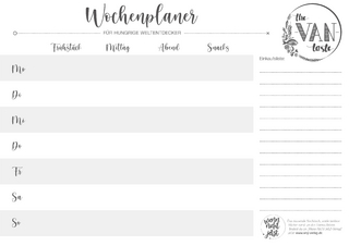 Wochenplaner für hungrige Weltentdecker