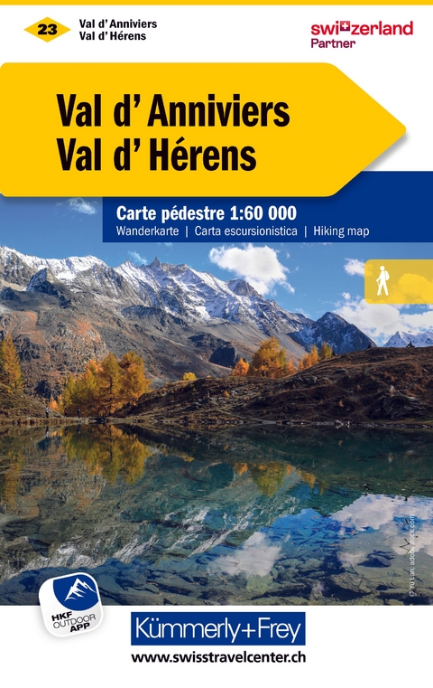 K&uuml;mmerly+Frey Wanderkarte 23 Val d'Anniviers, Val d'H&eacute;rens 1:60.000