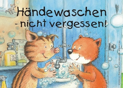 H&auml;ndewaschen - nicht vergessen! Kunststoff-Schild, 29,7 x 21cm - Julia Volmert
