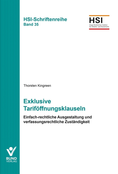 Exklusive Tarif&ouml;ffnungsklauseln - Thorsten Kingreen