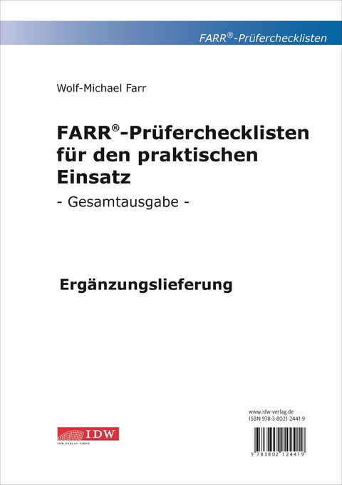 Farr, Prüfercheckl. 31. Erg.Lief. z. Grundwerk - Wolf-Michael Farr