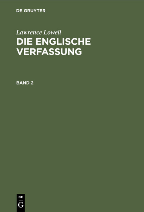 Die englische Verfassung. Band 2