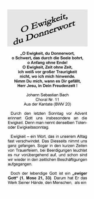 O Ewigkeit, du Donnerwort