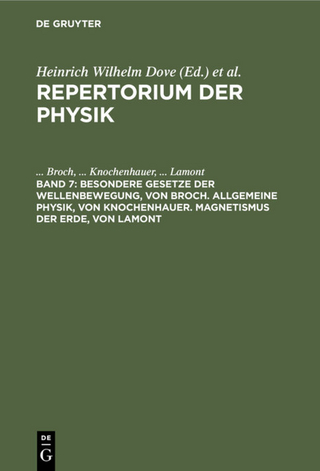 Besondere Gesetze der Wellenbewegung, von Broch. Allgemeine Physik, von Knochenhauer. Magnetismus der Erde, von Lamont