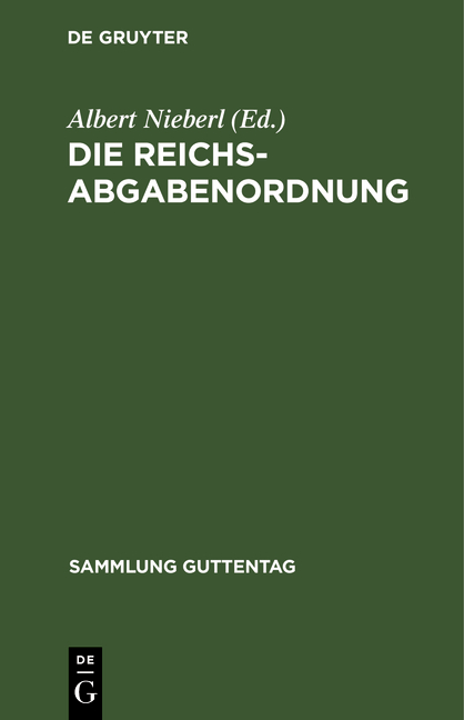 Die Reichsabgabenordnung - 