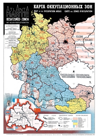 Historische Karte: DEUTSCHLAND - BESATZUNGSZONENKARTE mit neuen Postleitgebieten und Postleitzahlen, 1946