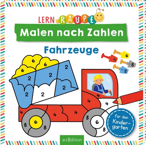 Lernraupe &ndash; Malen nach Zahlen &ndash; Fahrzeuge