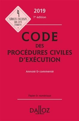 Code des proc&eacute;dures civiles d'ex&eacute;cution 2019