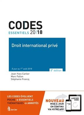 Droit international priv&eacute; 2018 - Jean-Yves Carlier
