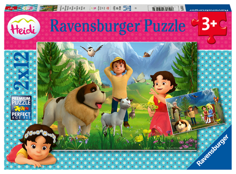 Ravensburger Kinderpuzzle - 05143 Gemeinsame Zeit in den Bergen - Puzzle f&uuml;r Kinder ab 3 Jahren, Heidi-Puzzle mit 2x12 Teilen