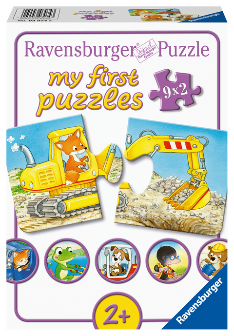 Ravensburger Kinderpuzzle - 03074 Tierische Baustelle - Schaumstoff-Puzzle mit 9x2 Teilen, My first puzzle f&uuml;r Kinder ab 10 Monaten