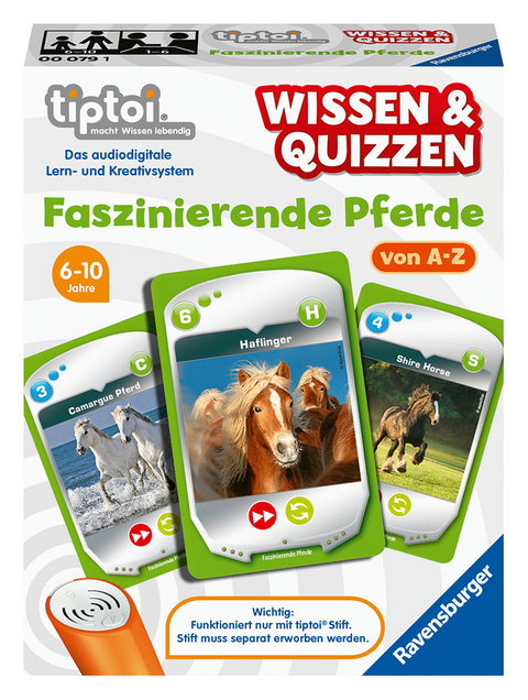 Ravensburger tiptoi 00079 Wissen und Quizzen: Faszinierende Pferde, Quizspiel f&uuml;r Kinder ab 6 Jahren, f&uuml;r 1-6 Spieler