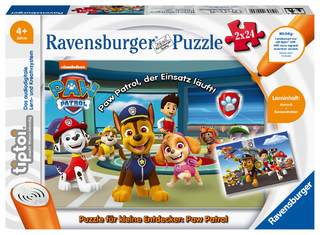 Ravensburger tiptoi Spiel 00069 Puzzle für kleine Entdecker: Paw Patrol - 2x24 Teile Kinderpuzzle ab 4 Jahren, für Jungen und Mädchen, 1 Spieler