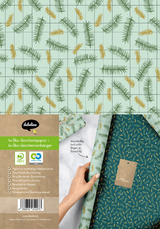 Geschenkpapier Set Weihnachten f&uuml;r Erwachsene: Tannenzweige, kariert (modern, edel, gr&uuml;n)