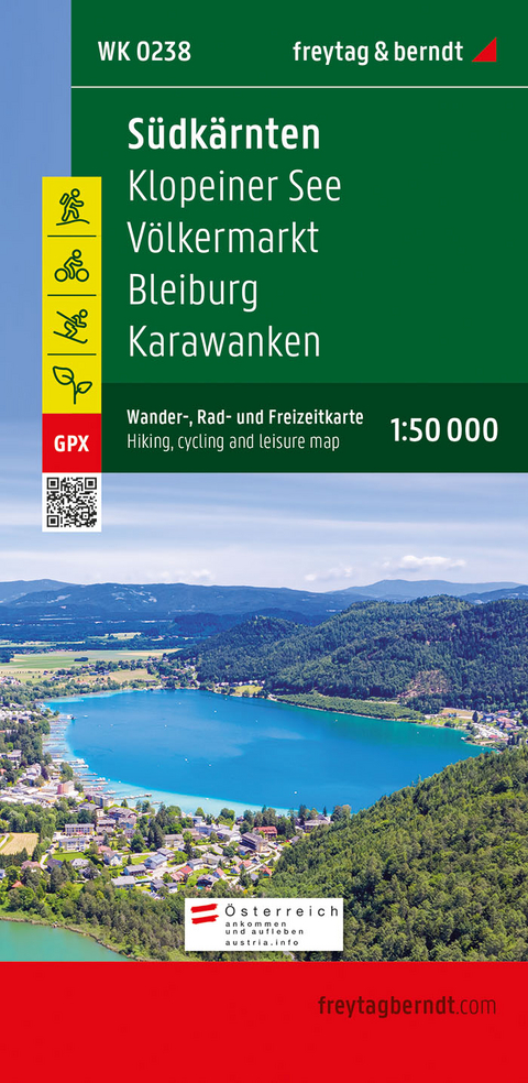 S&uuml;dk&auml;rnten, Wander-, Rad- und Freizeitkarte 1:50.000, freytag & berndt, WK 0238