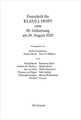 Festschrift f&uuml;r Klaus J. Hopt zum 80. Geburtstag am 24. August 2020 - 