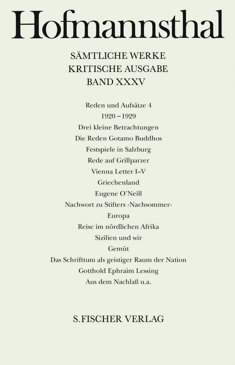 Reden und Aufs&auml;tze 4 - Hugo von Hofmannsthal