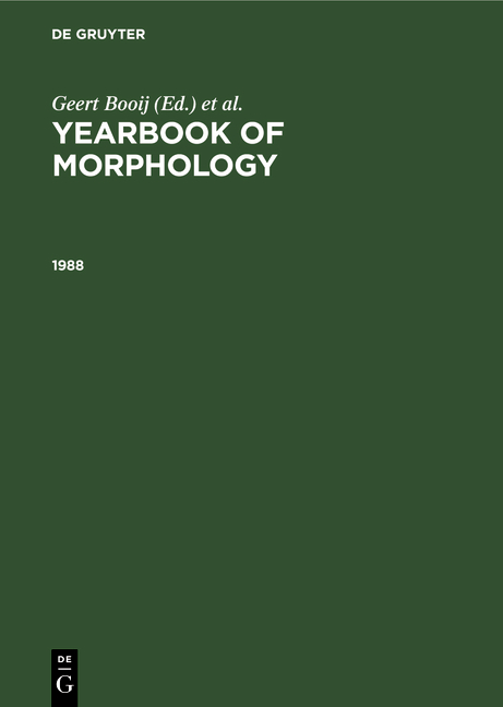 Yearbook of Morphology / 1988 - 