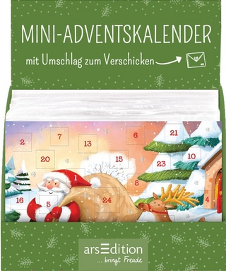 Display Adventskalender zum Verschicken für Kinder (DIN A6) mit 24 Türchen und Kuvert