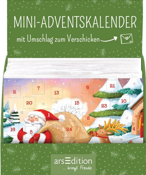 Display Adventskalender zum Verschicken f&uuml;r Kinder (DIN A6) mit 24 T&uuml;rchen und Kuvert