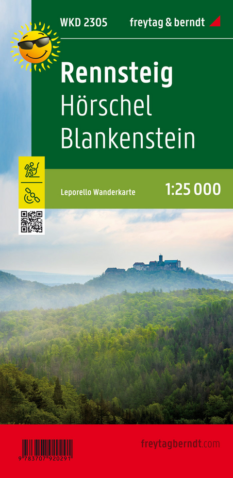 Rennsteig - H&ouml;rschel - Blankenstein, Wanderkarte Leporello 1:25.000