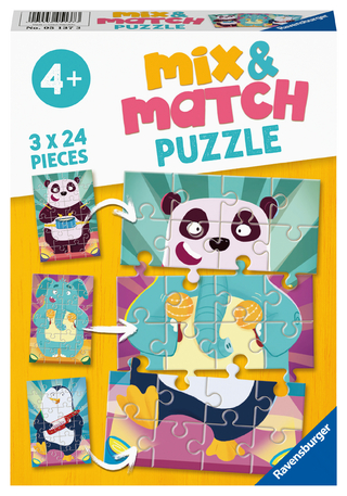Ravensburger Kinderpuzzle - 05137 Mix&Match Witzige Tiere - Puzzle für Kinder ab 4 Jahren, mit 3x24 Teilen