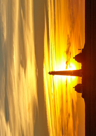 édition art print Kunstdruck DIN A2 Leuchtturm Westerheversand bei Sonnenuntergang