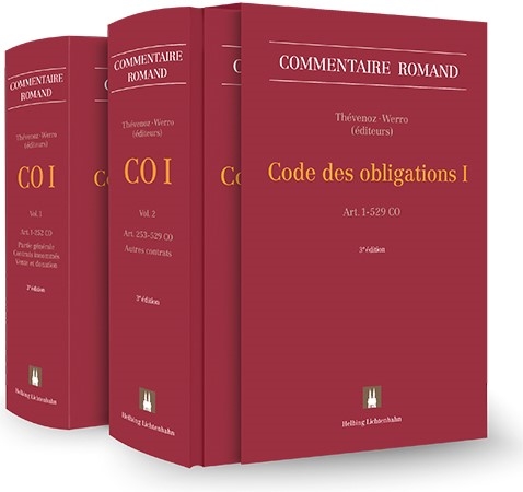 Code des obligations I - David Aubert, Margareta Baddeley, Richard Barbey, Erol Baruh, Edouard Benoit, Fran&ccedil;ois Bohnet, Christian Bovet, Guillaume Braidi, Arnaud Campi, Basile Cardinaux, Patricia Dietschy-Martenet, Giuseppe Donatiello, Dominique Dreyer, Marie Flegbo-Berney, B&eacute;n&eacute;dict Fo&euml;x, Olivier Guillod, Anne H&eacute;ritier Lachat, Fabienne Hohl, Lyuska Hulliger, Fran&ccedil;ois Chaix, Beno&icirc;t Chappuis, Christine Chappuis, Ivan Cherpillod, Michel Jaccard, Nicolas Jeandin, David Lachat, Karine Lempen, Denis Loertscher, Sylvain Marchand, Ir&egrave;ne Martin-Rivara, Anne Meier, Philippe Meier, Michel Mooser, Ariane Morin, Arnaud Nussbaumer, Genevi&egrave;ve Ordolli, Delphine Pannatier Kessler, St&eacute;phanie Perrenoud, Vincent Perritaz, Pascal Pichonnaz, Denis Piotet, Thomas Probst, Fran&ccedil;ois Rayroux, Alexandre Richa, Isabelle Romy, Giacomo Roncoroni (&dagger;), Zo&eacute; Seiler, Bruno Schmidlin, Hildegard Stauder, Bernd Stauder (&dagger;), Gabrielle Steffen, Mehdi Tedjani, Silvia Tevini, Luc Th&eacute;venoz, Alborz Tolou, Silvio Venturi, Andreas von Planta, Jean-Paul Vulli&eacute;ty, Jacques de Werra, Franz Werro, B&eacute;n&eacute;dict Winiger, Aur&eacute;lien Witzig, Julia Xoudis, Bassem Zein, Marie-No&euml;lle Zen-Ruffinen