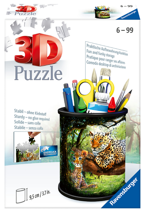 Ravensburger 3D Puzzle 11263 - Utensilo Raubkatzen - 54 Teile - Stiftehalter f&uuml;r Tier-Fans ab 6 Jahren, Schreibtisch-Organizer f&uuml;r Kinder
