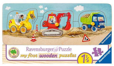 Ravensburger Kinderpuzzle - 03066 Die kleine Baustelle - my first wooden puzzle mit 3 Teilen - Puzzle f&uuml;r Kinder ab 1,5 Jahren - Holzpuzzle