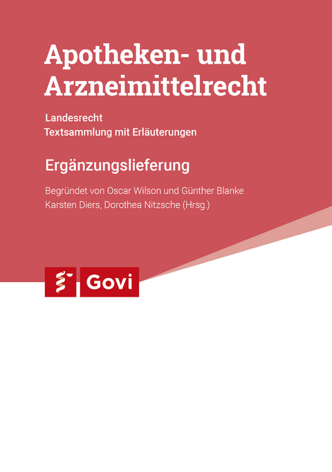 Apotheken- und Arzneimittelrecht - Landesrecht Brandenburg 87. Erg&auml;nzungslieferung - 