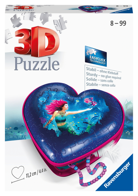 Ravensburger 3D Puzzle 11249 - Herzschatulle Bezaubernde Meerjungfrauen - 54 Teile - Aufbewahrungsbox f&uuml;r Erwachsene und Kinder ab 8 Jahren