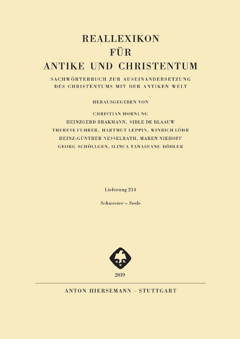 Reallexikon f&uuml;r Antike und Christentum - 